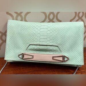 DANIELLE NICOLE Willa Light Green Faux Leather Croc Embossed Clutch/Shoulder Bag